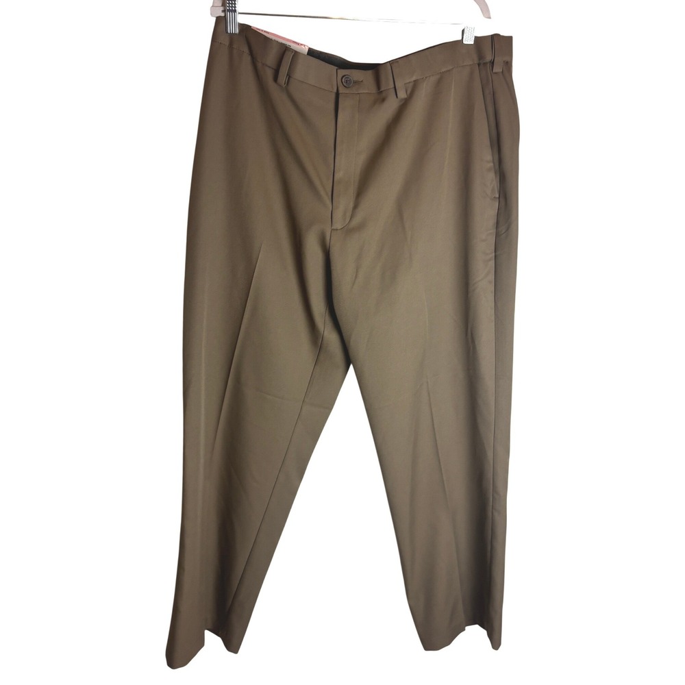 Haggar Cool 18 Pro Gabardine Mens Toast Brown Dress Pants 40W x 29L HC00235